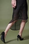 Shriya Khanna_Black Novel Crepe Embroidered Asymmetrical A-line Top And Skirt Set _Online_at_Aza_Fashions