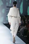 Shop_Ekru_White Handloom Tusher Woven And Embroidered Stripe Pattern Top & Pleated Trousers _at_Aza_Fashions