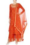 Buy_Surendri_Orange Burnt Kurta And Flared Pants _at_Aza_Fashions