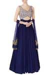 Buy_Nitika Kanodia Gupta_Blue Hand Embroidered Resham And Bugle Bead Anarkali Gown  _at_Aza_Fashions