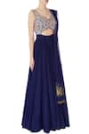 Nitika Kanodia Gupta_Blue Hand Embroidered Resham And Bugle Bead Anarkali Gown  _Online_at_Aza_Fashions