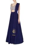 Buy_Nitika Kanodia Gupta_Blue Hand Embroidered Resham And Bugle Bead Anarkali Gown  _Online_at_Aza_Fashions