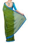 Shop_LATHA PUTTANNA_Green Georgette Embroidery Mango Motifs Round Neck Saree With Blouse  _at_Aza_Fashions