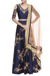Buy_Neha Mehta Couture_Blue Zari Lehenga Set For Women_at_Aza_Fashions