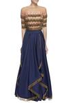 Shop_Neha Mehta Couture_Blue Asymmetric Lehenga Set_Online_at_Aza_Fashions