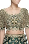 Neha Mehta Couture_Green Zari Embroidered Lehenga_at_Aza_Fashions