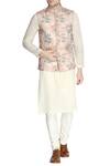 Buy_Nautanky_Pink Cotton Chanderi Silk Printed Nehru Jacket Set_at_Aza_Fashions