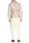 Shop_Nautanky_Pink Cotton Chanderi Silk Printed Nehru Jacket Set_at_Aza_Fashions