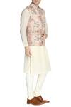 Nautanky_Pink Cotton Chanderi Silk Printed Nehru Jacket Set_Online_at_Aza_Fashions