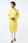 Buy_Kasbah_Yellow Georgette Embroidered Geometric Pattern Chikankari Kurta Set _at_Aza_Fashions