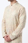 Kasbah_Beige Georgette, Cotton Embroidery Floral Kurta Set _Online_at_Aza_Fashions