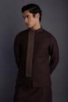 Buy_GRAM OF INK_Brown Bundi - Matka Silk Embroidery Thread Dawn Panel And Kurta Set  