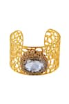 Buy_Shillpa Purii_Gold Plated Stones Embellished Cuff Bangle_at_Aza_Fashions