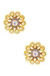 Buy_Shillpa Purii_White And Gold Flower Stud Earrings _at_Aza_Fashions