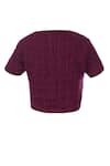 Anavila_Purple Linen Cord Check Crew Neck Saree Blouse For Women_Online_at_Aza_Fashions
