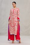 Buy_ASAL by Abu Sandeep_Red Viscose Georgette Embroidery Round Kurta Set _at_Aza_Fashions