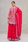 Buy_ASAL by Abu Sandeep_Red Viscose Georgette Embroidery Round Kurta Sharara Set _at_Aza_Fashions