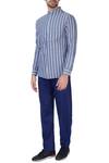 Buy_Dhruv Vaish_Blue Cotton Striped Shirt_at_Aza_Fashions