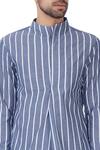 Dhruv Vaish_Blue Cotton Striped Shirt_at_Aza_Fashions