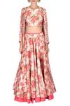 Buy_Nautanky_Pink Two Layer Silk Lehenga_at_Aza_Fashions