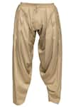 Shop_Pranay Baidya_Beige Cotton Silk Pleated Patiala Pant  _at_Aza_Fashions