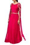 Buy_Limerick by Abirr N' Nanki_Pink Georgette Round Embellished Silk Gown _at_Aza_Fashions