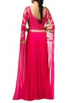 Shop_Limerick by Abirr N' Nanki_Pink Georgette Round Embellished Silk Gown _at_Aza_Fashions