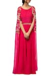 Limerick by Abirr N' Nanki_Pink Georgette Round Embellished Silk Gown _Online_at_Aza_Fashions