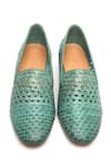 Shop_Tissr_Green Leather Textured Loafers _at_Aza_Fashions