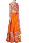 Bhairavi Jaikishan_Tangerine Orange Floral Embroidered Lehenga Set_Online_at_Aza_Fashions