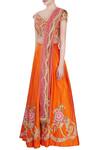Buy_Bhairavi Jaikishan_Tangerine Orange Floral Embroidered Lehenga Set_Online_at_Aza_Fashions