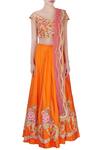 Shop_Bhairavi Jaikishan_Tangerine Orange Floral Embroidered Lehenga Set_Online_at_Aza_Fashions