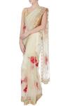 Buy_Bhairavi Jaikishan_Beige Ecru Floral Saree With Blouse-piece And Petticoat_at_Aza_Fashions
