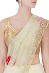 Buy_Bhairavi Jaikishan_Beige Ecru Floral Saree With Blouse-piece And Petticoat_Online_at_Aza_Fashions