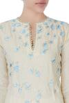 Bhairavi Jaikishan_Yellow Linen Floral Embroidered Kurta_at_Aza_Fashions