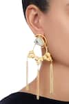 Shop_Masaya Jewellery_Gold Plated Stone Tasseled Long Earrings _at_Aza_Fashions