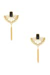 Buy_Masaya Jewellery_Gold Plated Stone Black Earrings _at_Aza_Fashions