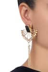 Shop_Masaya Jewellery_Gold Plated Stone Black Earrings _at_Aza_Fashions