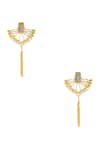 Buy_Masaya Jewellery_Gold Plated Stone Long Tassel Earrings _at_Aza_Fashions