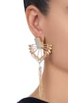 Shop_Masaya Jewellery_Gold Plated Stone Long Tassel Earrings _at_Aza_Fashions