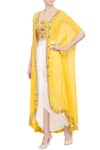 Buy_Kresha Lulla_White Yellow Crop Top With Jacket And Skirt_at_Aza_Fashions