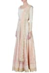 Buy_Priyanka Jain_Peach Chanderi Square Neck Printed Anarkali With Dupatta _Online_at_Aza_Fashions