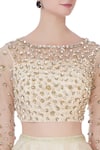 Priyanka Jain_Cream Sequin Embroidered Lehenga _at_Aza_Fashions