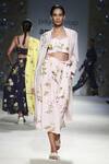 Buy_Payal Pratap_Pink Linen Floral Printed Skirt_at_Aza_Fashions