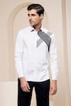 Buy_Abkasa_White Cotton Woven Hatch Work Embroidered Shirt  _Online_at_Aza_Fashions