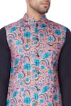 Devanshi Didwania_Multi Color Multi-colored Printed Raw Silk Jacket_at_Aza_Fashions