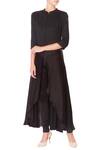 Buy_Manasi Sengupta_Black Cotton Solid Mandarin Collar Layered Kurta  _at_Aza_Fashions