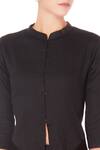 Manasi Sengupta_Black Cotton Solid Mandarin Collar Layered Kurta  _at_Aza_Fashions