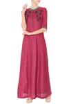 Buy_Manasi Sengupta_Maroon Linen Cotton Kurta  _at_Aza_Fashions