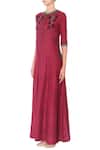 Buy_Manasi Sengupta_Maroon Linen Cotton Kurta  _Online_at_Aza_Fashions